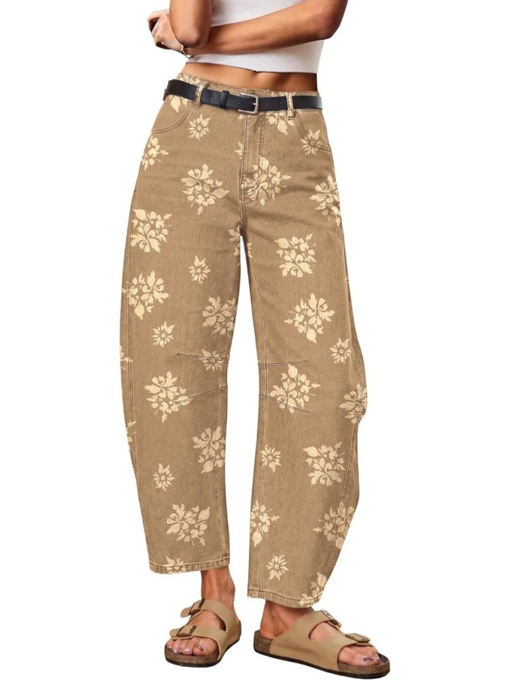 Mid Rise Baggy Cropped Ankle Jeans for Women | Trendy Casual Denim Pants
